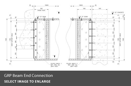 GRP beam end connection.