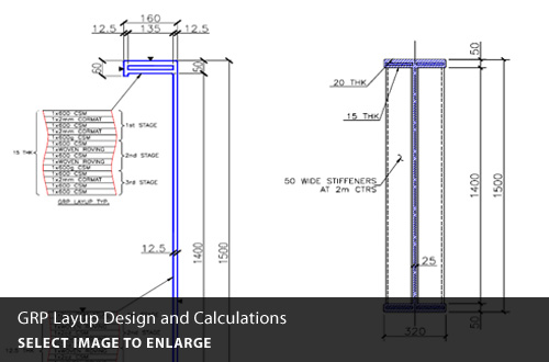 GRP layup design and calculations.