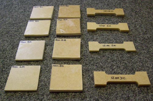 Test pieces marked and ready.